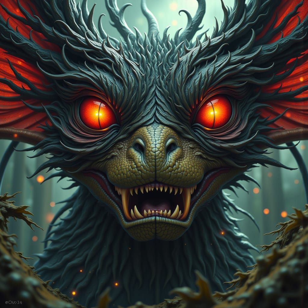 Within the darkness lie hidden creatures with glowing eyes that are mysterious, magical, dangerous, awful fae. <lora:TeXtur3Z-1:1.0>