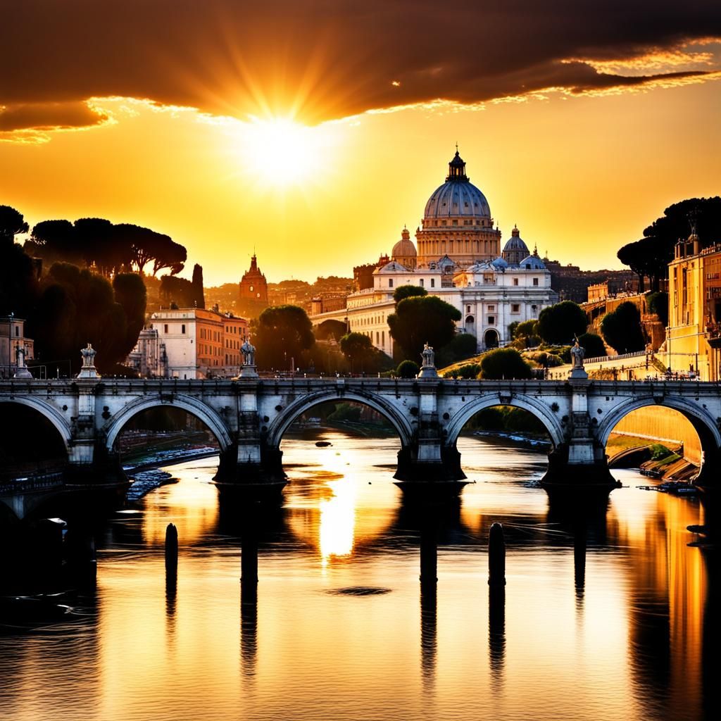 Rome, Castle Sant Angelo and Ponte Sant Angelo