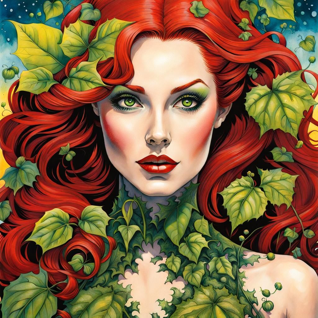 Heroes and Villains: Poison Ivy (Retro Portrait) - AI Generated Artwork ...