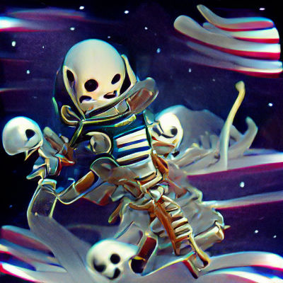 Scary skeleton astronaut in space 8K 3D