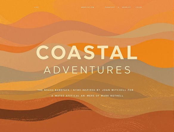 Design a website banner featuring the words 'Coastal Adventures' in a bold, sans-serif nautical font. Incorporate wave-like shapes and a sunset color scheme. Add subtle animations to the text and background for a dynamic effect.