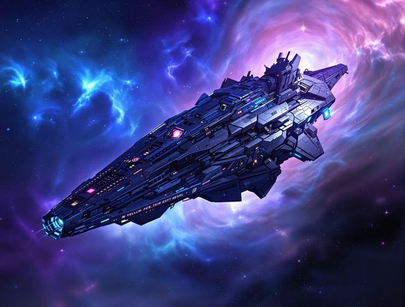 A breathtaking sci-fi spaceship concept art, showcasing intricate details and a unique silhouette, floating in a nebula, digital painting, highly detailed, trending on ArtStation.