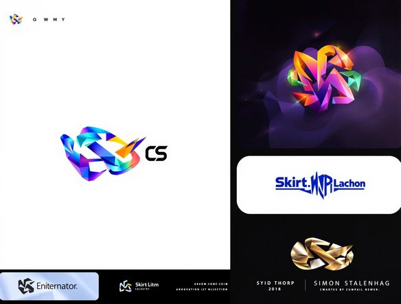 A sleek, modern logo design featuring abstract shapes and vibrant colors, generated by AI, embodying innovation and creativity.