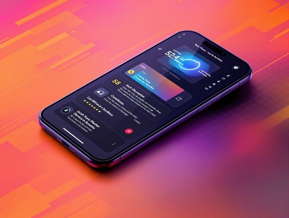 Create a fake Instagram post featuring a pixel grid pattern as a background. The post should showcase a product mockup, such as a mobile app interface, with a clean and modern design. Include a fake username and caption.