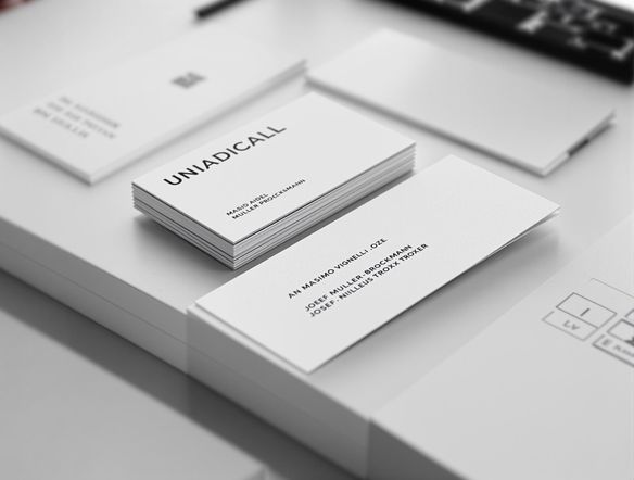 A minimalist business card mockup featuring a clean design, resting on a modern desk with a blurred background of an office environment. Emphasize the card's sharp typography and elegant simplicity.