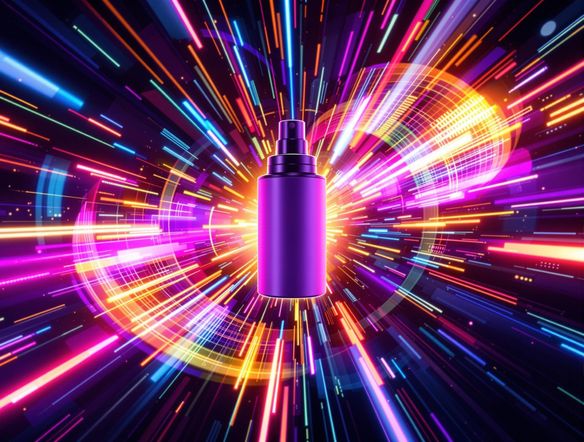 An image of a product mockup with a dynamic background featuring flashing text. The product should be prominently displayed, and the flashing text generator effect should be vibrant and attention-grabbing, created using a free online 3d animated text generator.