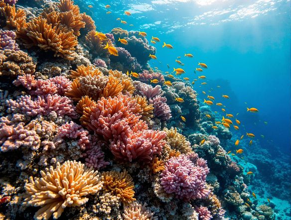 Generate a crystal-clear photograph of a vibrant coral reef teeming with life, enhanced to ultra-high resolution. Alternatively, create a visually appealing bubble chart generator output displaying sales data with colorful, translucent spheres.