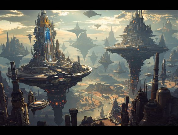 A breathtaking sci-fi concept art landscape with floating islands and advanced architecture, detailed environment concept art, epic scale, cinematic lighting, digital painting.