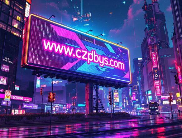 Create a digital billboard showcasing a website's URL as if it were topping the 'hot 100' chart. The billboard should be vibrant and eye-catching, set against a futuristic cityscape backdrop. The website URL should be prominently displayed.