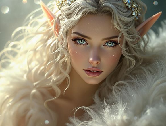 A portrait of a fantasy elf character with long flowing hair and intricate facial details. Soft lighting, ethereal background, and a touch of magic. Use the free headshot generator to refine the character's features. High resolution, digital art.