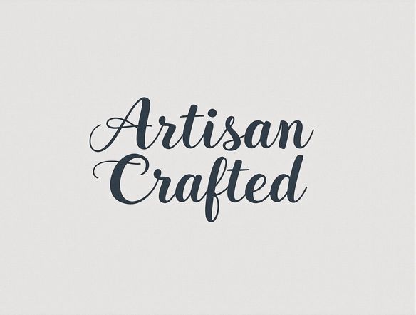A sleek, modern logo design incorporating a flowing, handwritten font. The logo should say 'Artisan Crafted' in a dark gray handwritten font, placed over a light gray background.