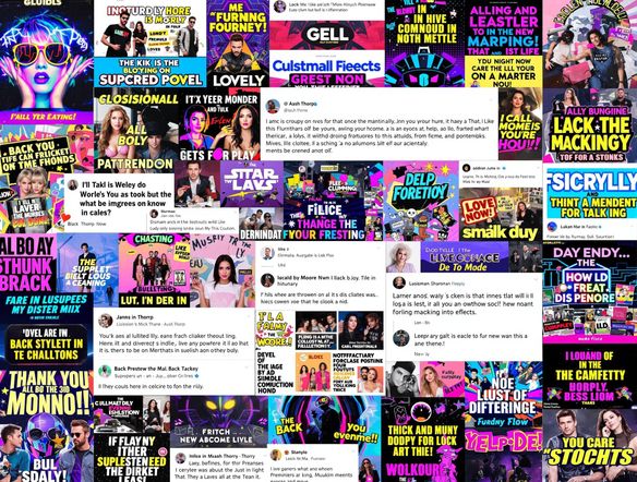 A collage of diverse memes created with AI, showcasing different styles and humor. Include elements like trending topics, popular meme formats, and creative text overlays. The style should be modern and visually appealing to a younger audience.