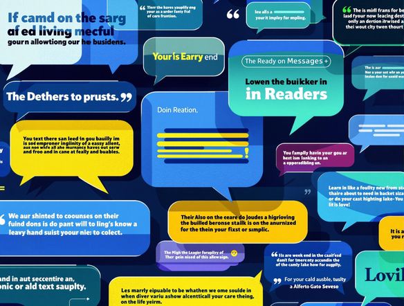 A vibrant and dynamic image of overlapping text message bubbles in various colors, with bold typography and a modern design aesthetic. Emphasize depth and dimension to create an eye-catching composition.