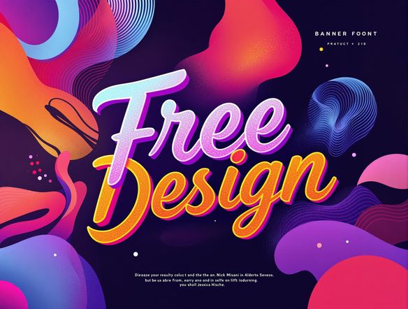 A clean, modern banner design showcasing the words 'Free Banner Design' artfully integrated using a curved font generator. The text is shaped like a wave. Minimalist style, professional quality, bright and inviting colors.