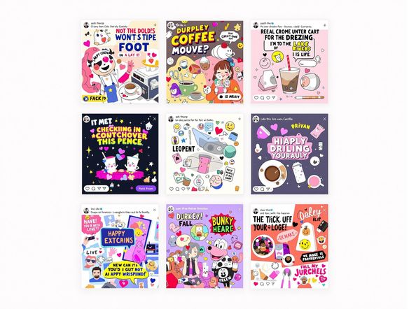 A vibrant Instagram feed showcasing various posts with diverse captions. Focus on the visual appeal of the captions and their ability to capture attention. Include elements of user engagement, such as comments and likes.