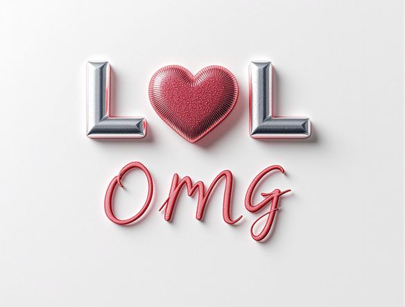 Create three different animated emojis based on the letters 'LOL', 'OMG', and a heart symbol. Each emoji should use a distinct font style (e.g., futuristic, handwritten, serif) and incorporate subtle animation to enhance its expressiveness. Use a limited color palette.