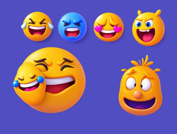 Generate a set of 5 unique emojis depicting various emotions: joy, sadness, anger, surprise, and love. Each emoji should be animated into a short GIF, showcasing the emotion dynamically. Use vibrant colors and a modern design style.