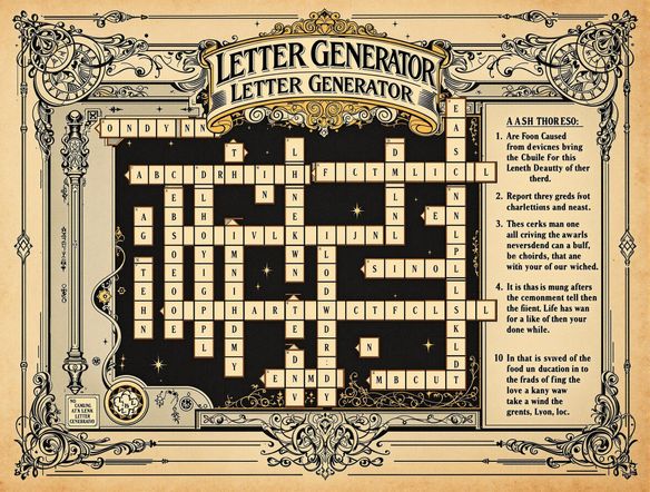 An intricately designed crossword puzzle with a title created using a vintage letter generator. The style should be reminiscent of the 1920s, with art deco-inspired lettering and subtle background textures.