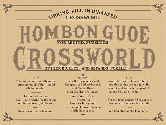 A vintage crossword puzzle layout with a bold, old-fashioned title generated by an AI letter generator. The title should be stylized with serif fonts and a sepia tone for a classic look.