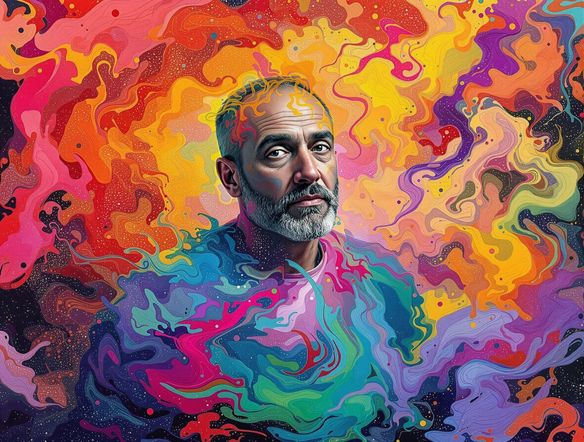 Яркий, привлекательный эскиз YouTube с изображением человека, показывающего захватывающий диаграмма Венна, с динамичным фоном, отражающим тему контента.