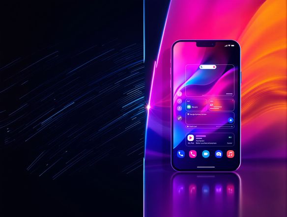 Split screen view: one side shows a rough app sketch, the other side displays a fully rendered, professional app screen generated by AI. Emphasize speed and transformation.