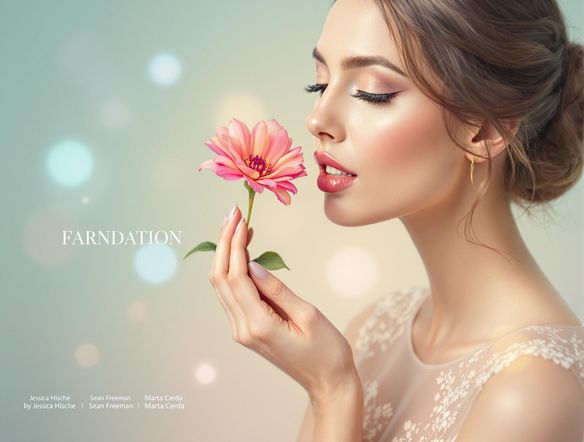 A minimalist birthday card design with elegant typography and a single, vibrant flower. The background is a soft gradient with subtle bokeh effect. Style of modern graphic design.