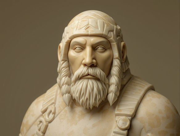 A detailed digital sculpture of an Inuit hunter figure, smooth and lustrous like a soapstone carving generator output. The piece should showcase fine details of traditional Inuit carvings, with a warm, earthy tone.