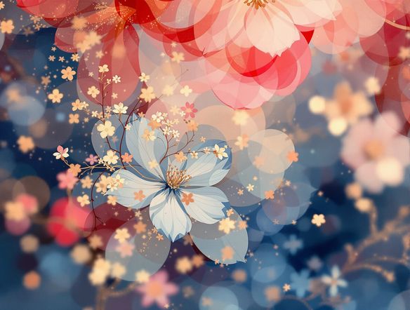 An ethereal digital monotype print featuring delicate floral elements and soft, blended colors, evoking the spontaneity of the monotype technique, with a painterly texture.