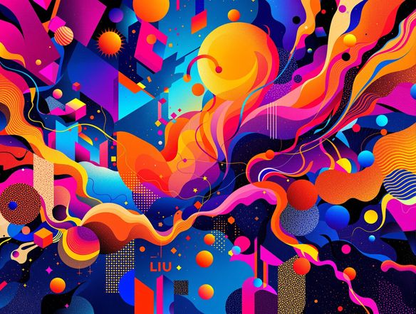 A vibrant, abstract digital collage art piece, bursting with color and texture, featuring geometric shapes and organic forms, generated by an online collage creator.