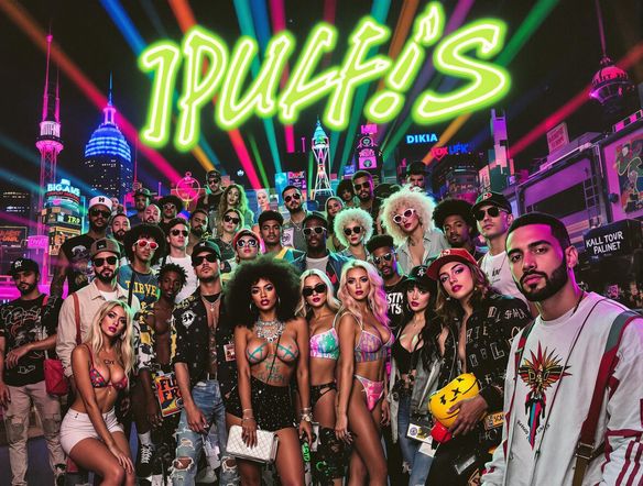 A vibrant party flyer featuring a diverse crowd, dynamic lighting, and bold typography, advertising a '90s themed retro party.