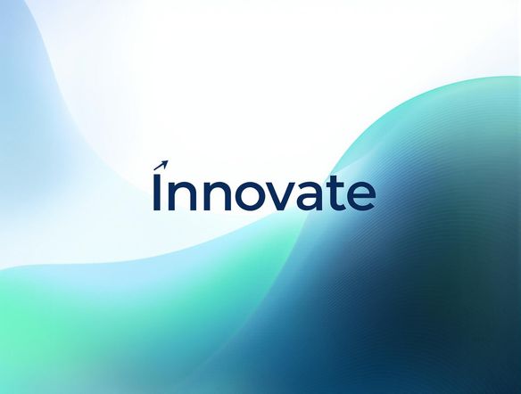 A minimalist logo design featuring the brand name 'Innovate' in a clean, sans-serif font, with a subtle gradient background and a small, abstract icon representing growth and forward-thinking.