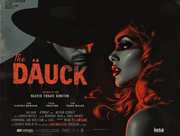 A classic film noir movie poster, featuring a shadowy detective, a femme fatale, and dramatic typography. Emphasize the vintage movie poster maker aesthetic and the film noir style.