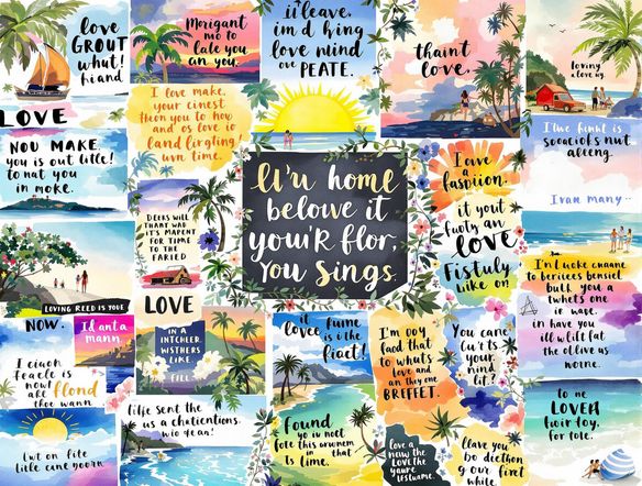 A vibrant and inspiring vision board filled with images representing success, travel, love, and personal growth, with uplifting quotes artfully integrated.
