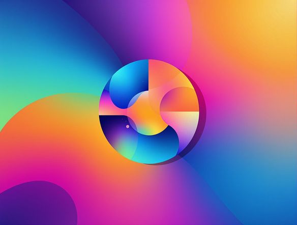 A minimalist circle logo design, incorporating abstract geometric shapes, vibrant color gradients, and a subtle sense of depth. The logo should evoke feelings of innovation, trust, and forward-thinking.