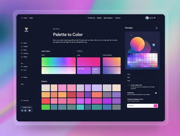 A digital art piece featuring a color pallete generator interface, displaying a spectrum of colors, showcasing a user-friendly design, smooth gradients, high definition.