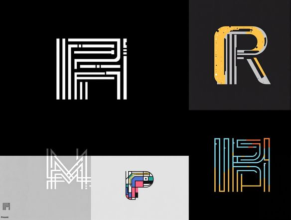 A minimalist band logo featuring stylized monogram initials. The design should be clean and modern, suitable for various genres. Use a simple color palette (black and white or a single vibrant color) and focus on creating a memorable and instantly recognizable symbol.