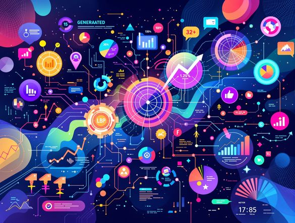 A dynamic and colorful infographic illustration with interconnected elements, representing business growth and analytics, generated data graphics, online infographic illustration.