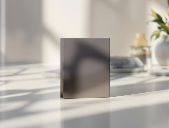 A clean, professional 3D box mockup featuring an elegant title design. The box should be placed on a minimalist desk with soft, natural lighting. Focus on showcasing the title's readability and visual appeal in a realistic setting.