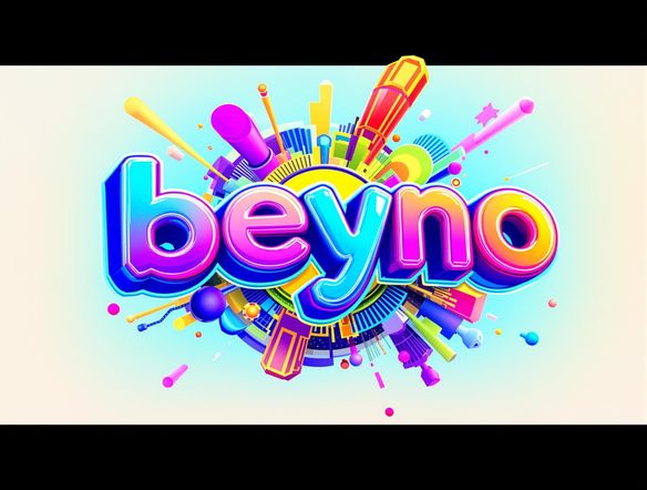 A vibrant 3D spinning logo featuring a playful design with a beyno-inspired font, set against a bright, colorful background. The logo should rotate smoothly, showcasing the brand's creativity and approachability.