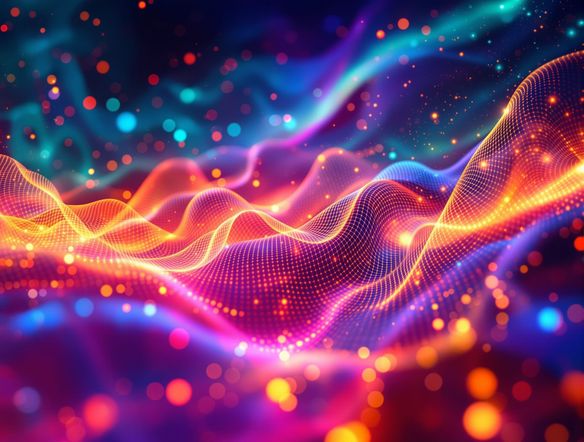 Vibrant, abstract heatmap art visualization with glowing lines and color gradients, depicting data flow and intensity, digital art.