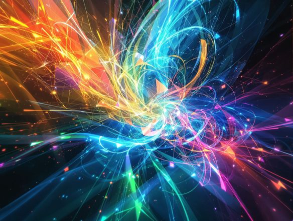 An ethereal, glowing abstract sculpture made of light and energy, with intricate geometric patterns, rendered in a high-fidelity 3D style.