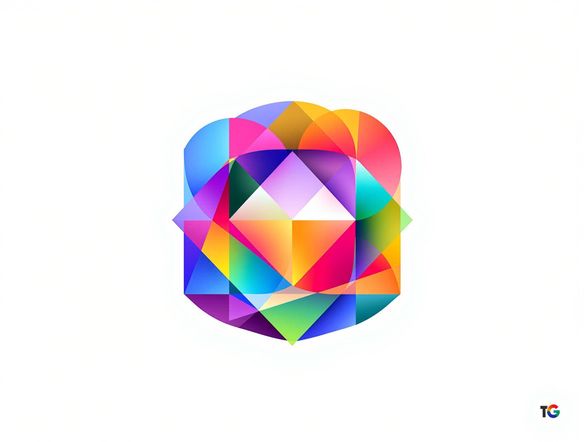 A vibrant, geometric vector graphic logo design, incorporating a gradient color scheme derived from a color name generator. Use a color hex generator to define the exact color palette. Modern, clean, and scalable. High detail.
