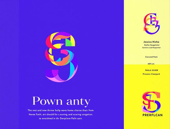 A vibrant three-initial monogram featuring bold colors selected from a color generator wheel, high contrast, modern, minimalist design, elegant typography.