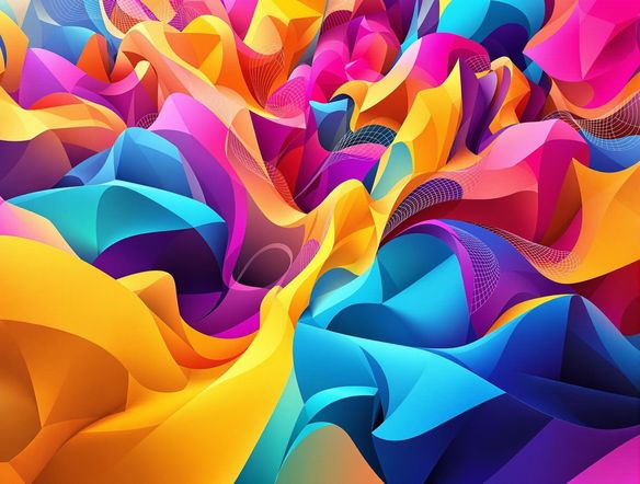 Abstract geometric patterns in vibrant colors, flowing seamlessly across a digital canvas, UHD resolution.