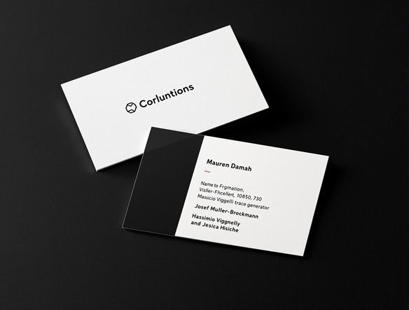 A modern business card design featuring a minimalist logo and a clean, professional layout. Use a name trace generator free to create a unique handwritten font for the name, set against a dark background with subtle geometric patterns. name trace generator
