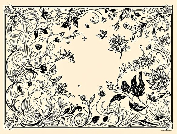 An Art Nouveau illustration featuring swirling organic lines and natural forms, creating a vintage poster design with a botanical theme, muted color palette, detailed linework.