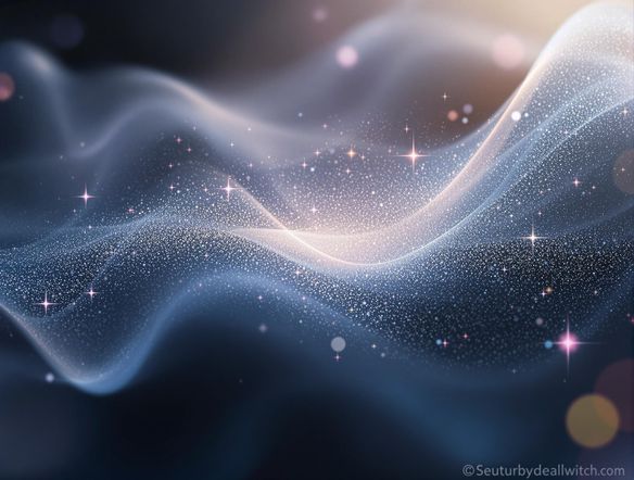 A digital artwork featuring a translucent watermark created with a wavy font generator and a subtle sound wave overlay. The watermark should seamlessly integrate with the image, providing protection without being obtrusive.