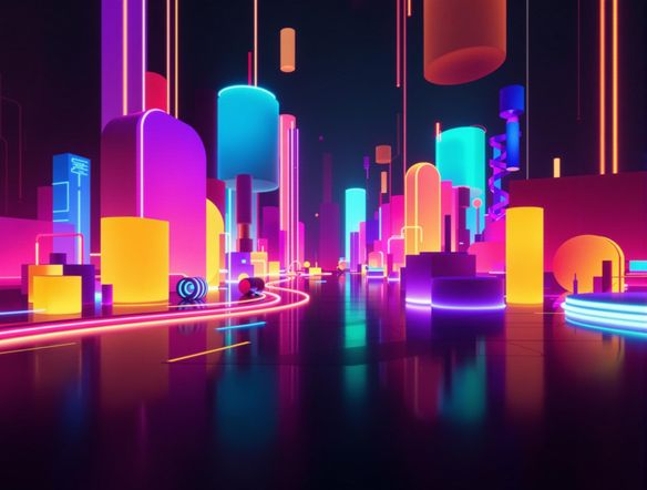 Abstract looping animation for a Spotify Canvas, featuring vibrant colors and dynamic shapes that pulse to the beat of the music. Modern, minimalist design, high resolution, 3D render.