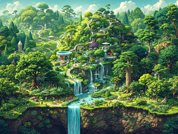 A detailed ecomap illustrating the interactions between a forest ecosystem's flora, fauna, and environmental factors. Exclude any elements resembling a youtube logo generator ai or youtube channel logo generator.