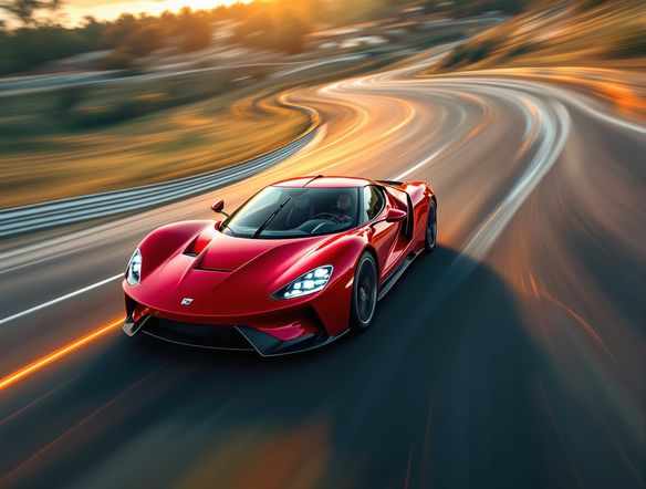 A sports car racing on a track, with prominent digital motion trails and a sense of extreme speed. Speed effect photo generator, dynamic motion trails.